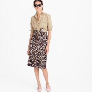 J.Crew Leopard Animal Print Tie Belt Skirt Straight Pencil Midi Office Chic Sz 6